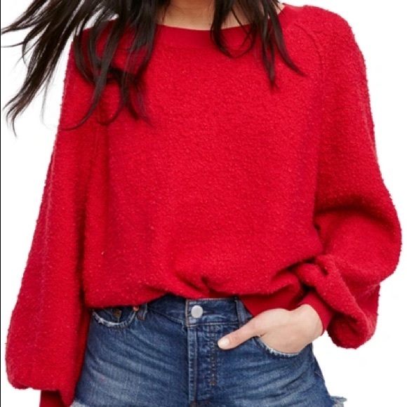 Free People Tops - Free People Found My Friend Sweatshirt In Red
